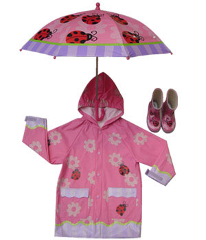 matching raincoats and umbrella